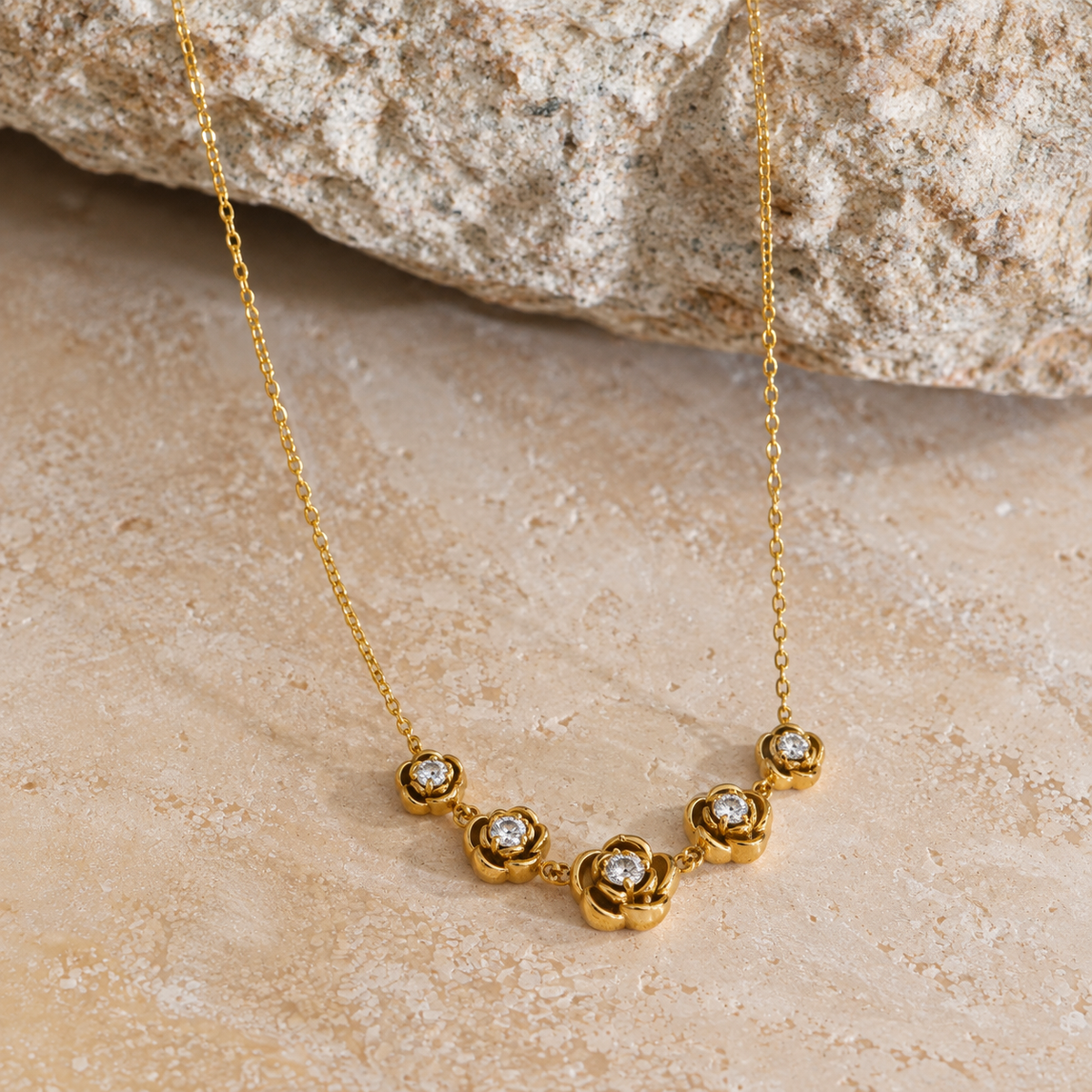 Talia 18K Gold Plated Rose CZ Pendant Necklace