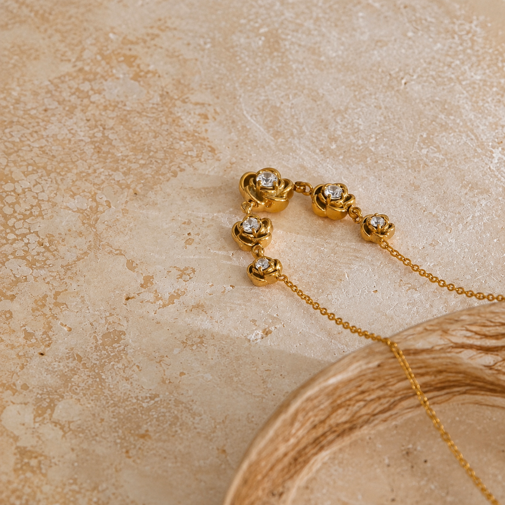 Talia 18K Gold Plated Rose CZ Pendant Necklace