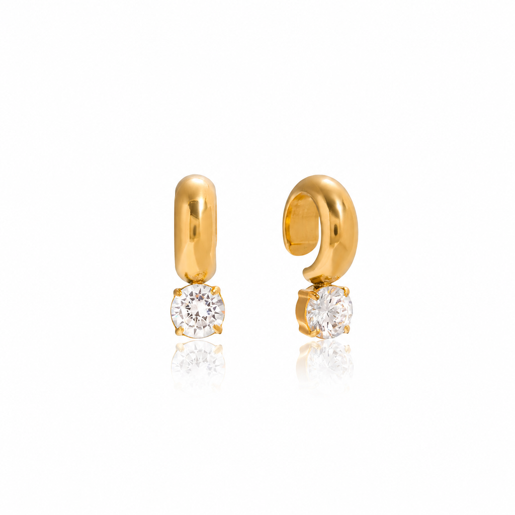 Zara Chunky Huggie Earrings with Round CZ