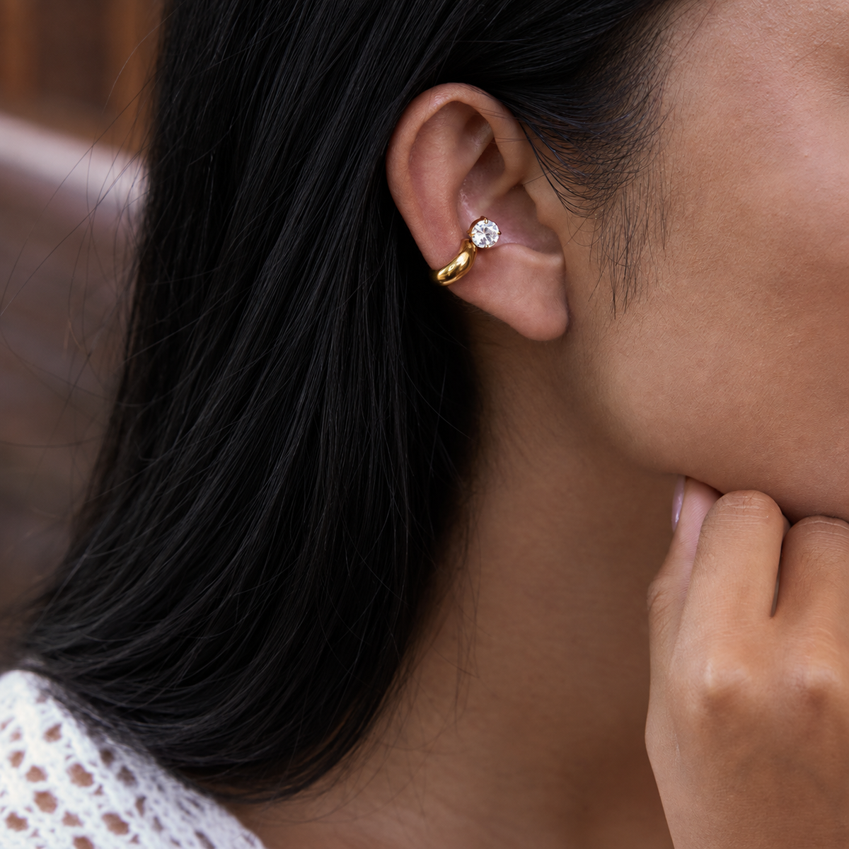 Zara Chunky Huggie Earrings with Round CZ