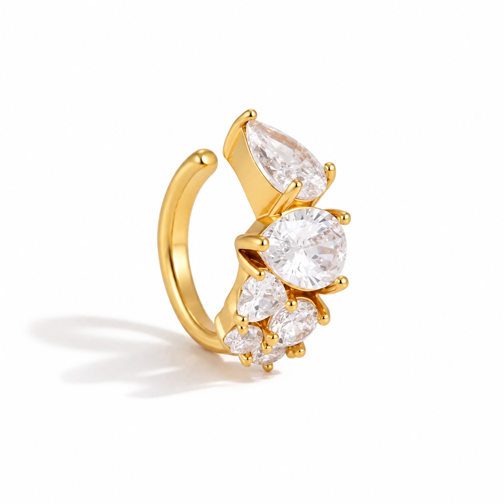 Elara Gold Sculpted Statement CZ Ear Cuff