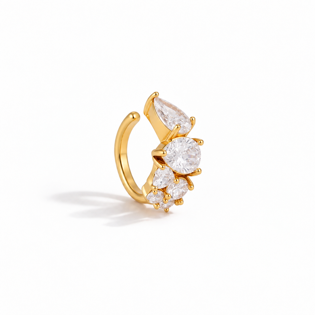 Elara Gold Sculpted Statement CZ Ear Cuff