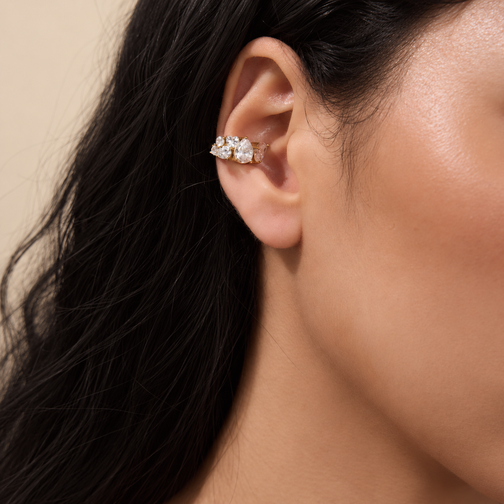 Elara Gold Sculpted Statement CZ Ear Cuff