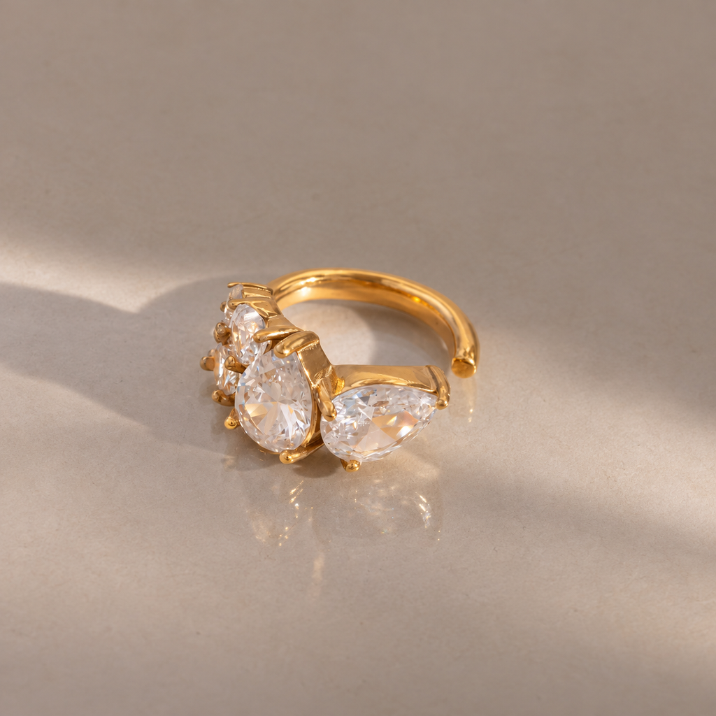 Elara Gold Sculpted Statement CZ Ear Cuff