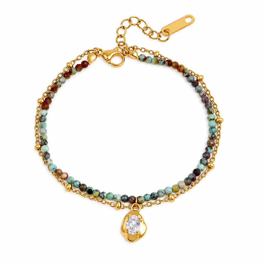 Elara Multicolor Beaded Gold Chain Bracelet