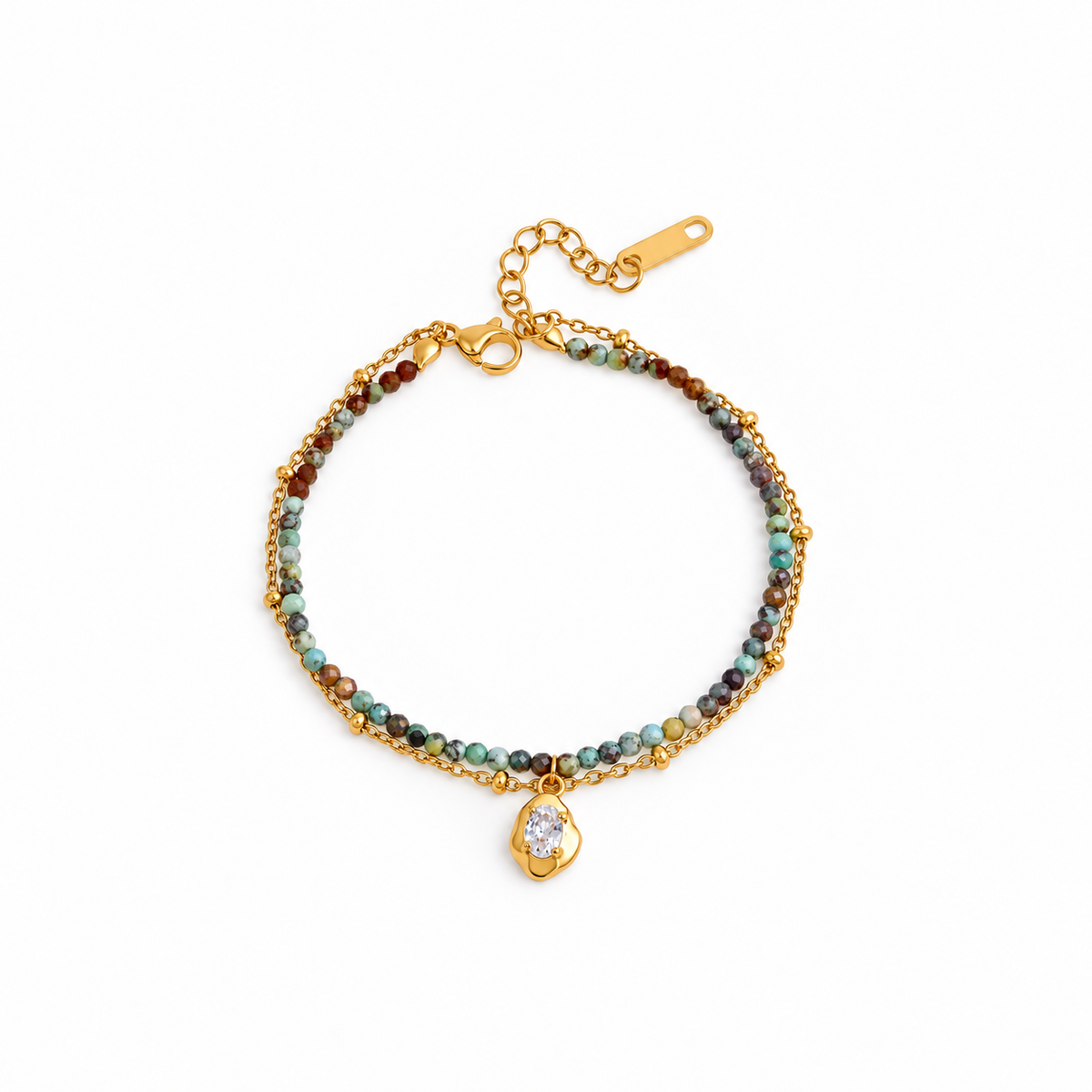 Elara Multicolor Beaded Gold Chain Bracelet
