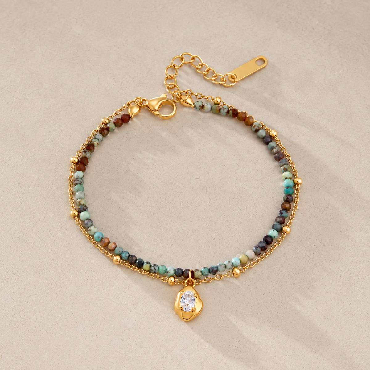 Elara Multicolor Beaded Gold Chain Bracelet