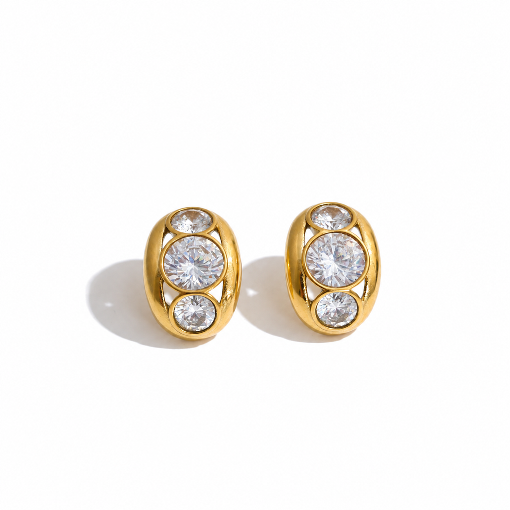 Anaya Oval CZ Huggie Stud Earrings