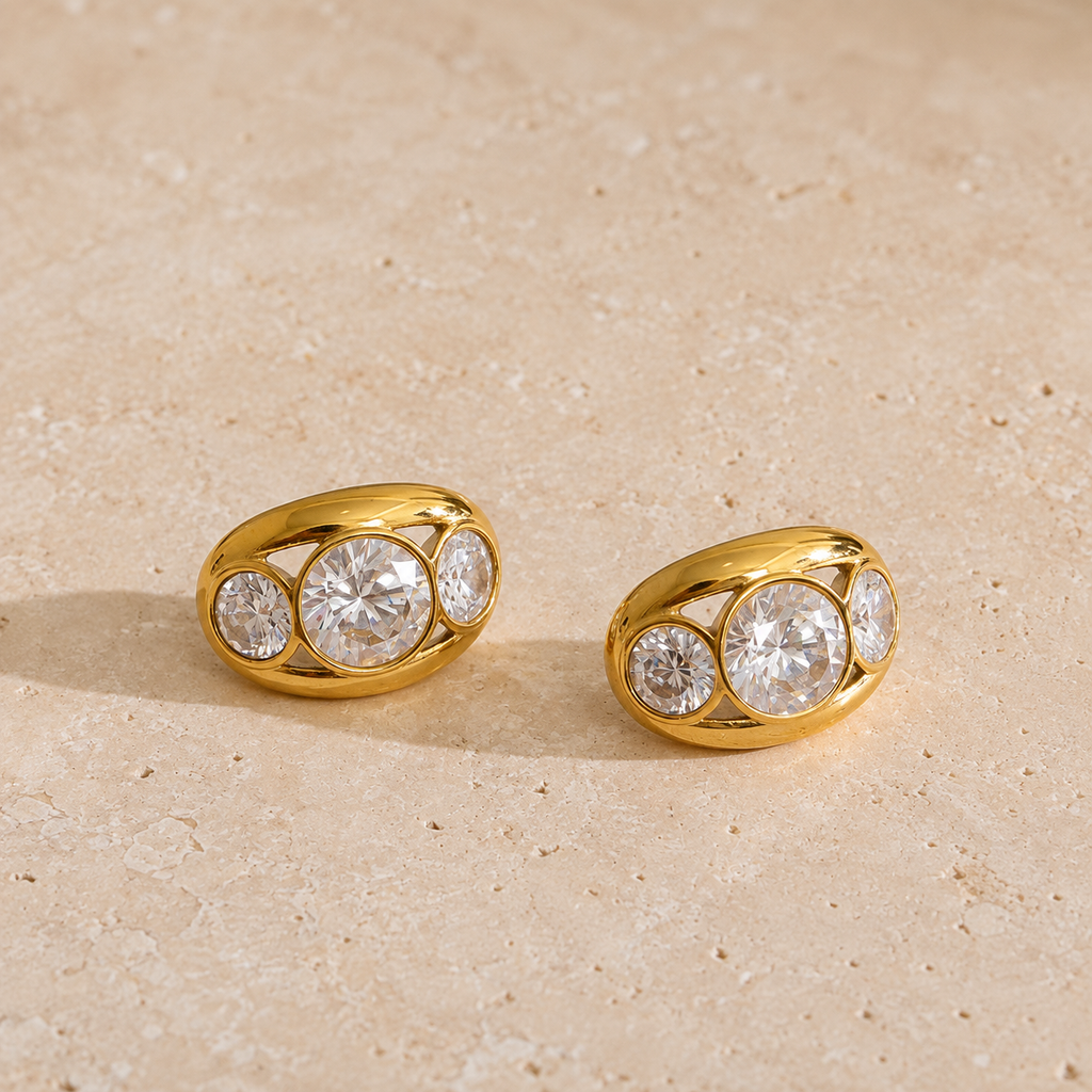 Anaya Oval CZ Huggie Stud Earrings