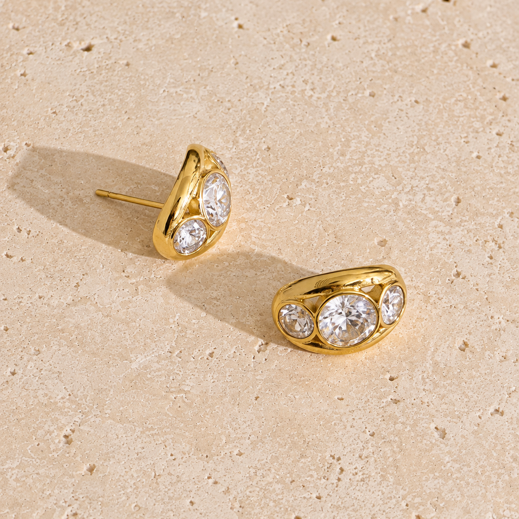 Anaya Oval CZ Huggie Stud Earrings