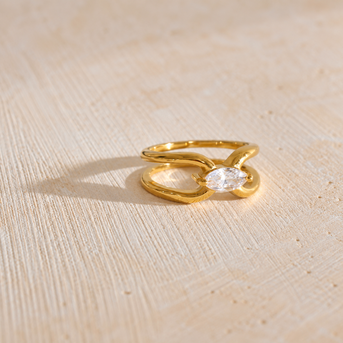 Ava Double Band Cushion CZ Open Ring