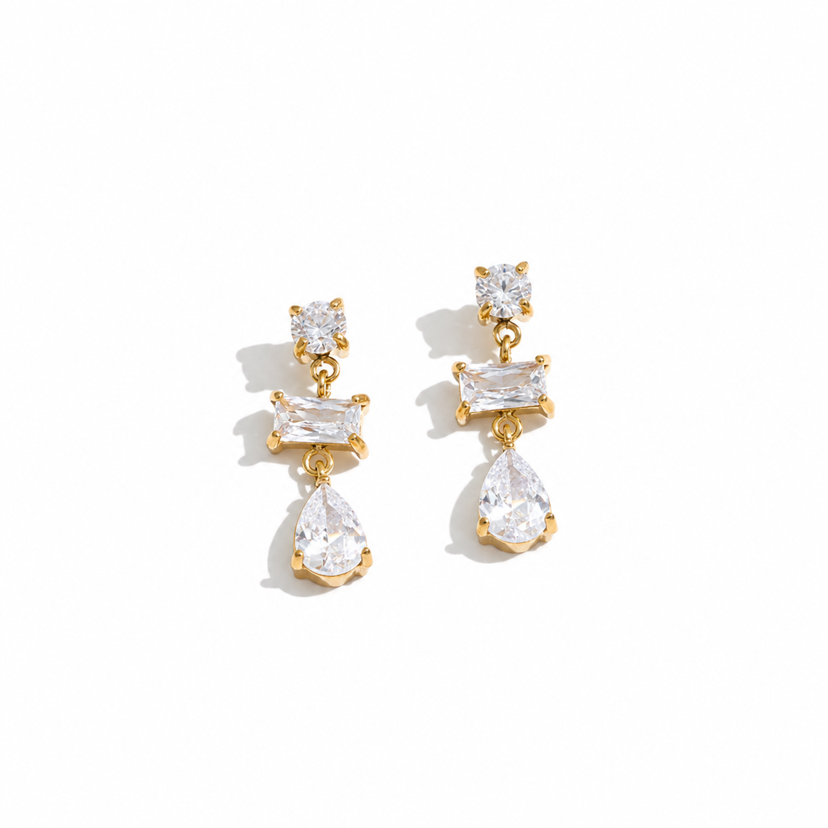 Mira CZ Geometric Statement Drop Earrings