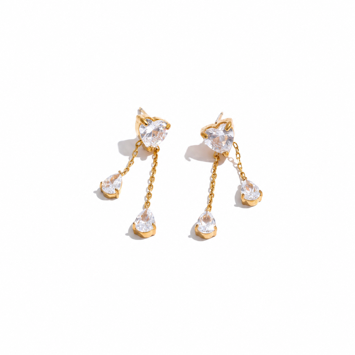 Ariana CZ Double Teardrop Dangle Earrings