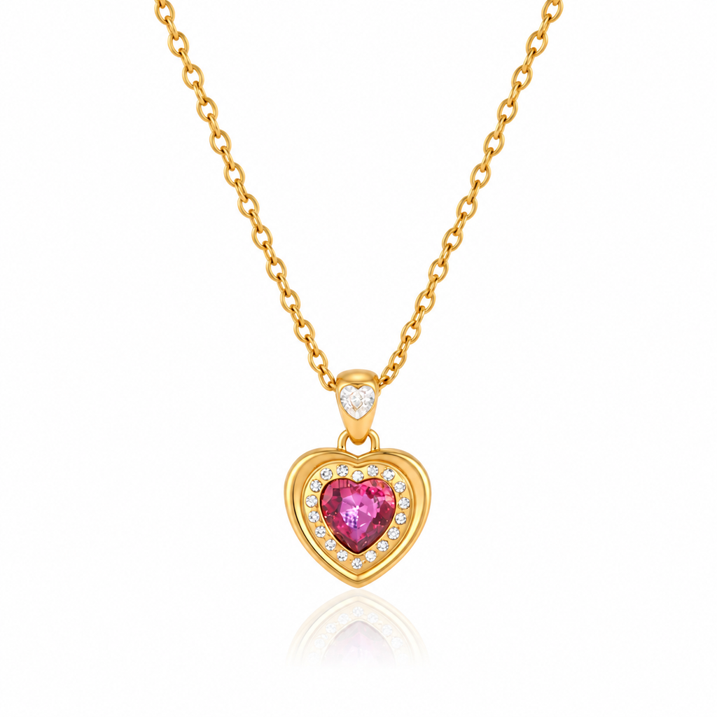 Arabella Pink Heart Pendant Necklace