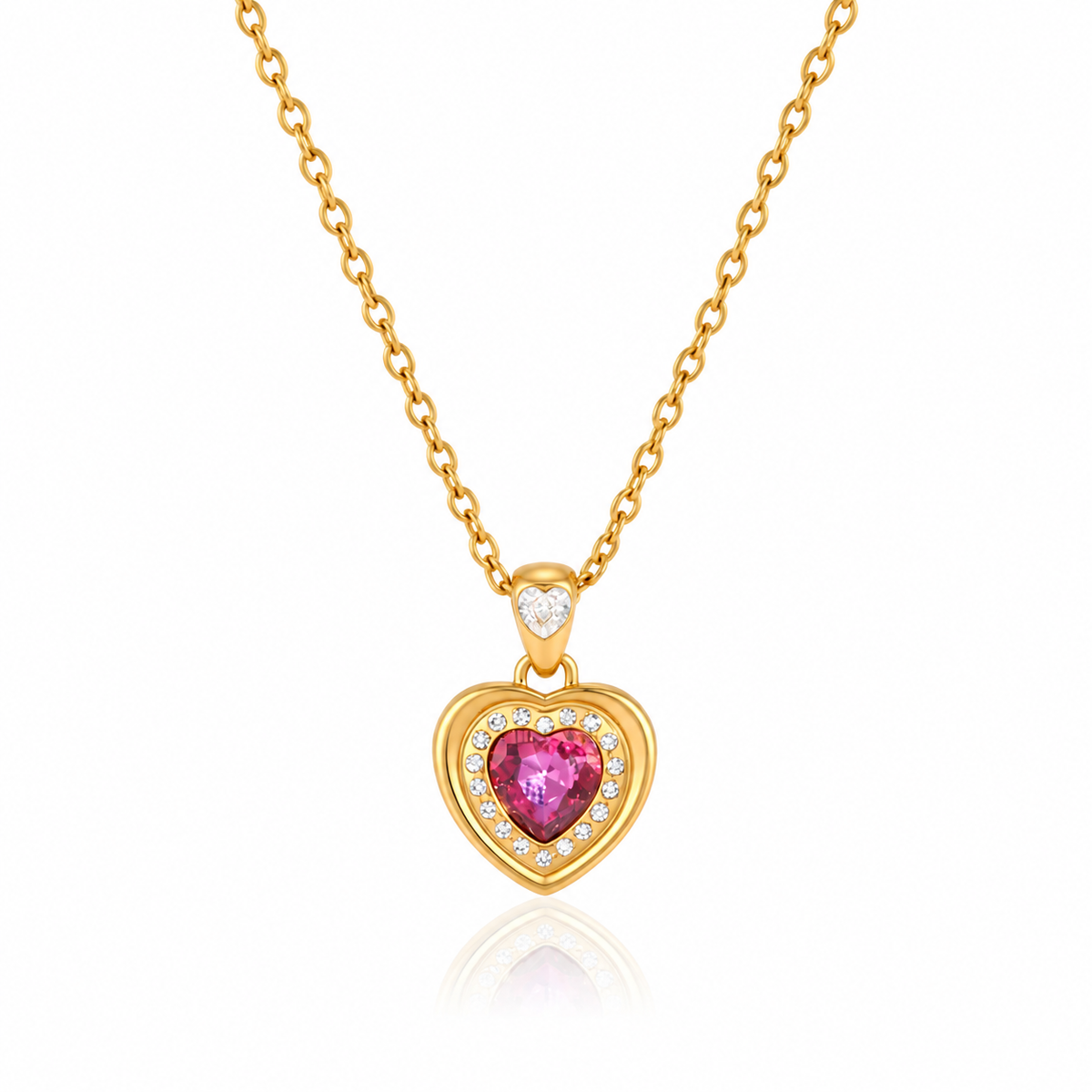 Arabella Pink Heart Pendant Necklace