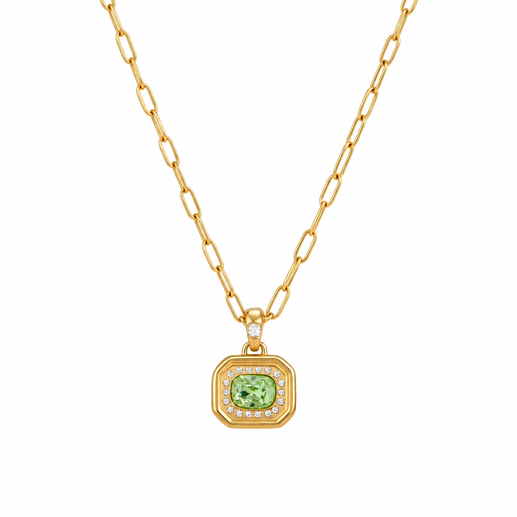 Elena Green Stone Gold Pendant Necklace