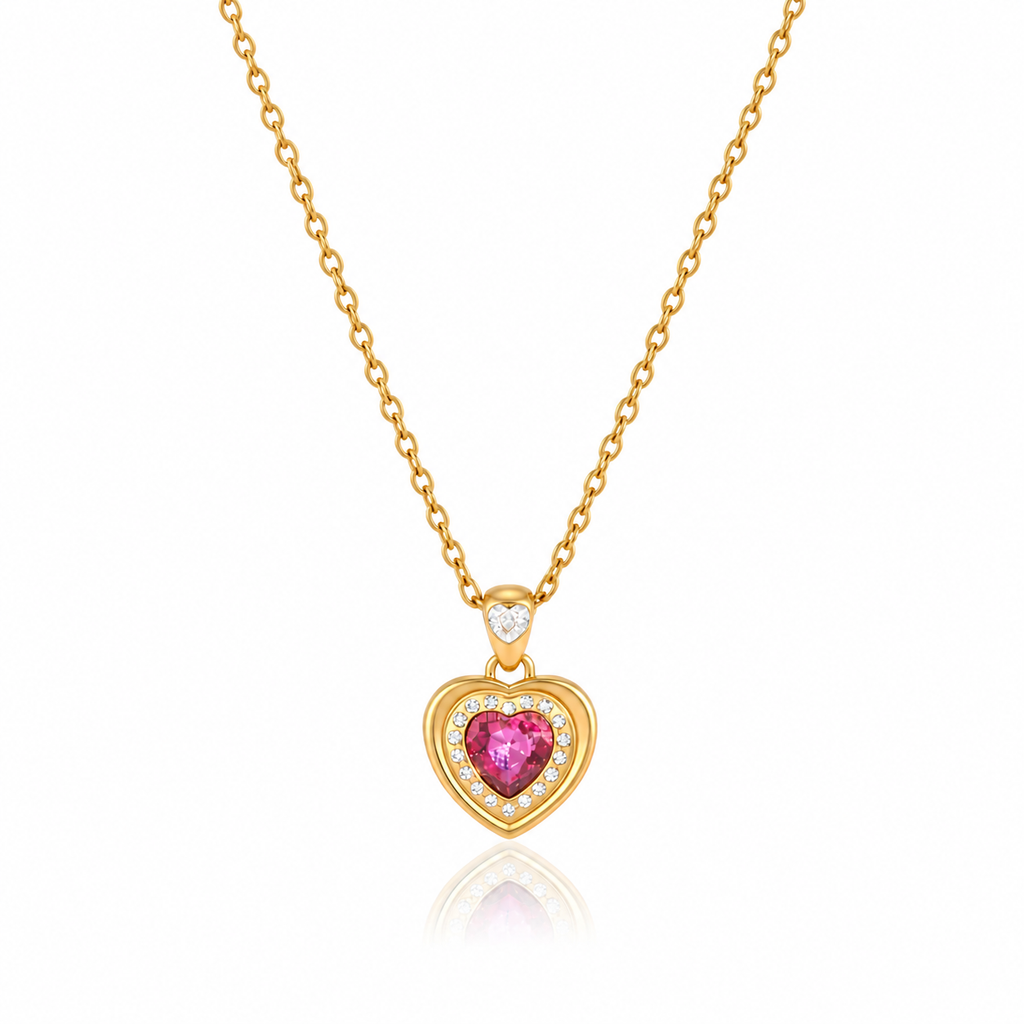 Arabella Pink Heart Pendant Necklace