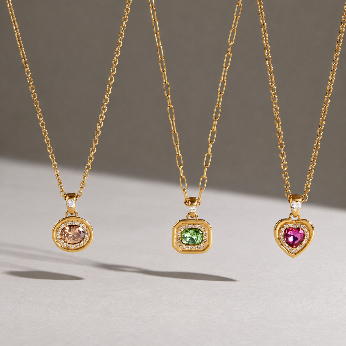 Elena Green Stone Gold Pendant Necklace