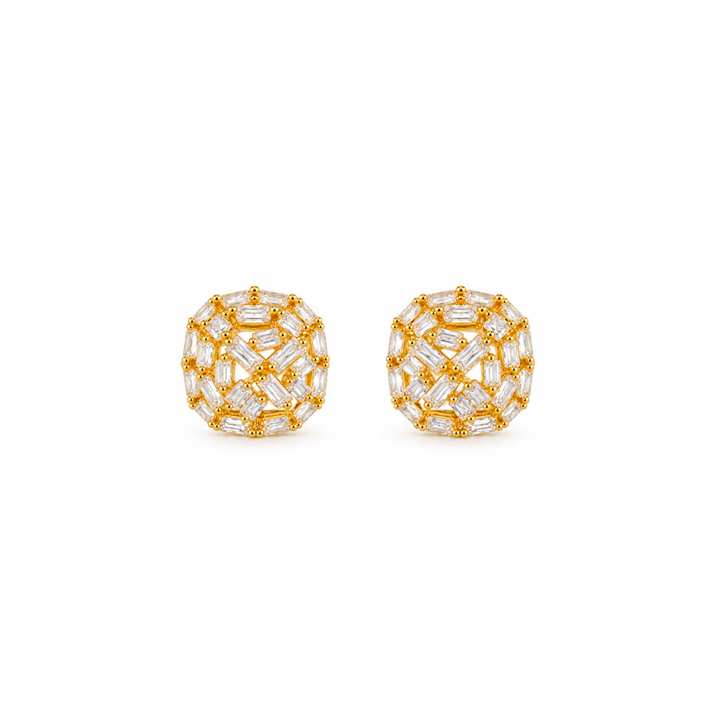 Ivy Gold Baguette CZ Dome Earrings