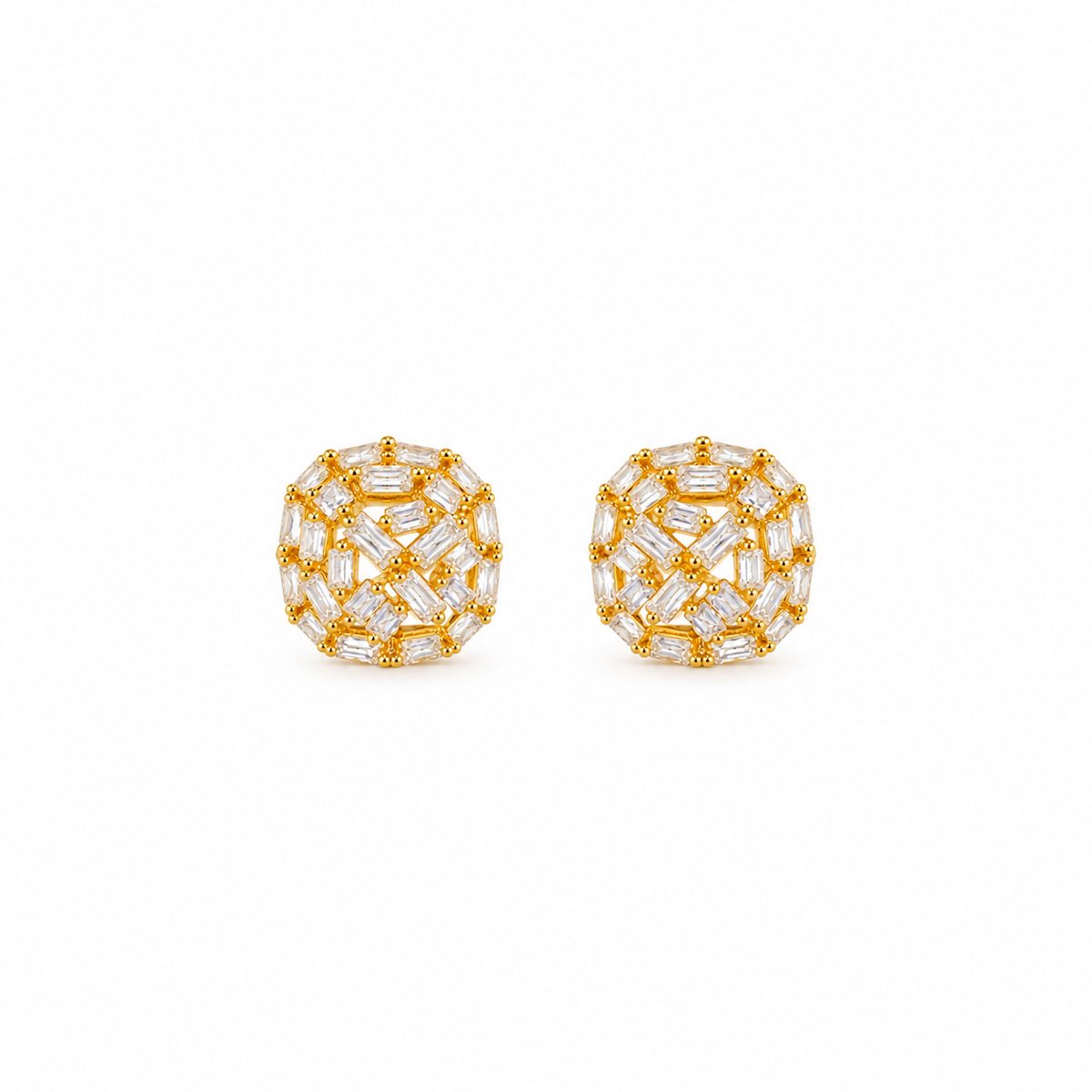 Ivy Gold Baguette CZ Dome Earrings