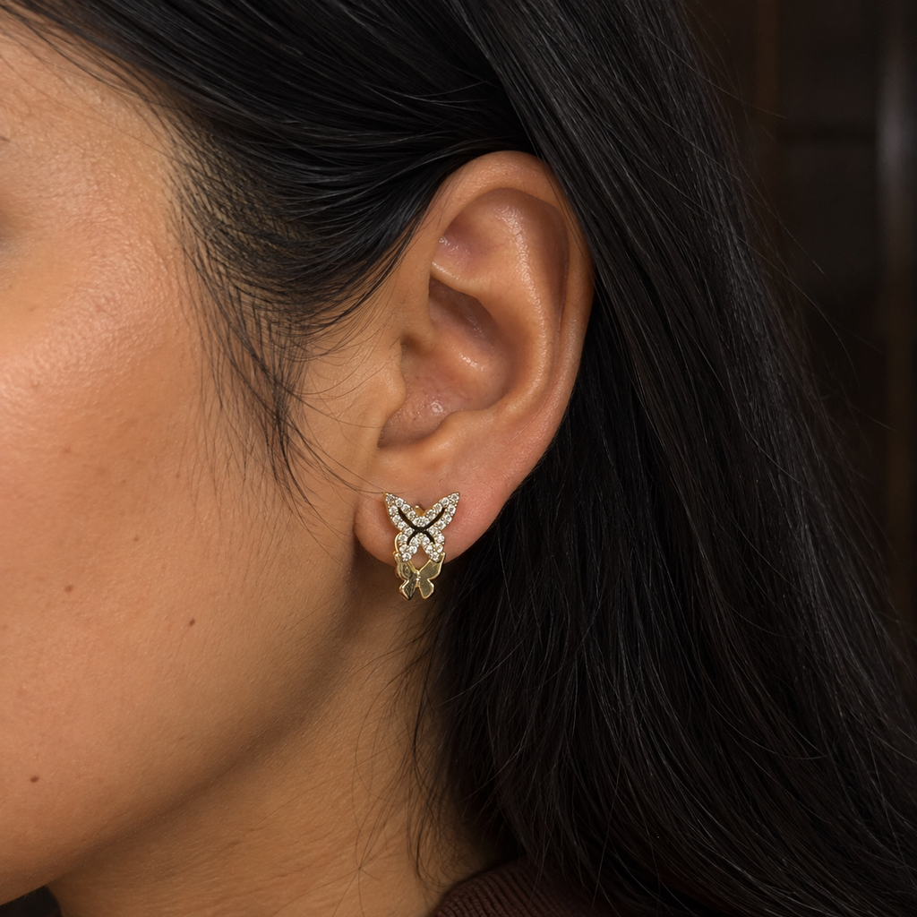 Aria CZ Butterfly Hoop Earrings