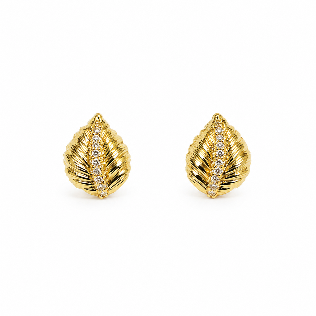 Zara Peridot Leaf CZ Earrings