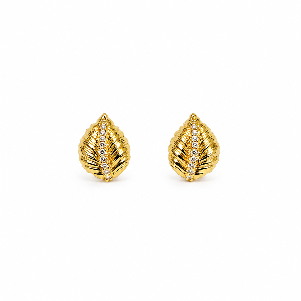 Zara Peridot Leaf CZ Earrings