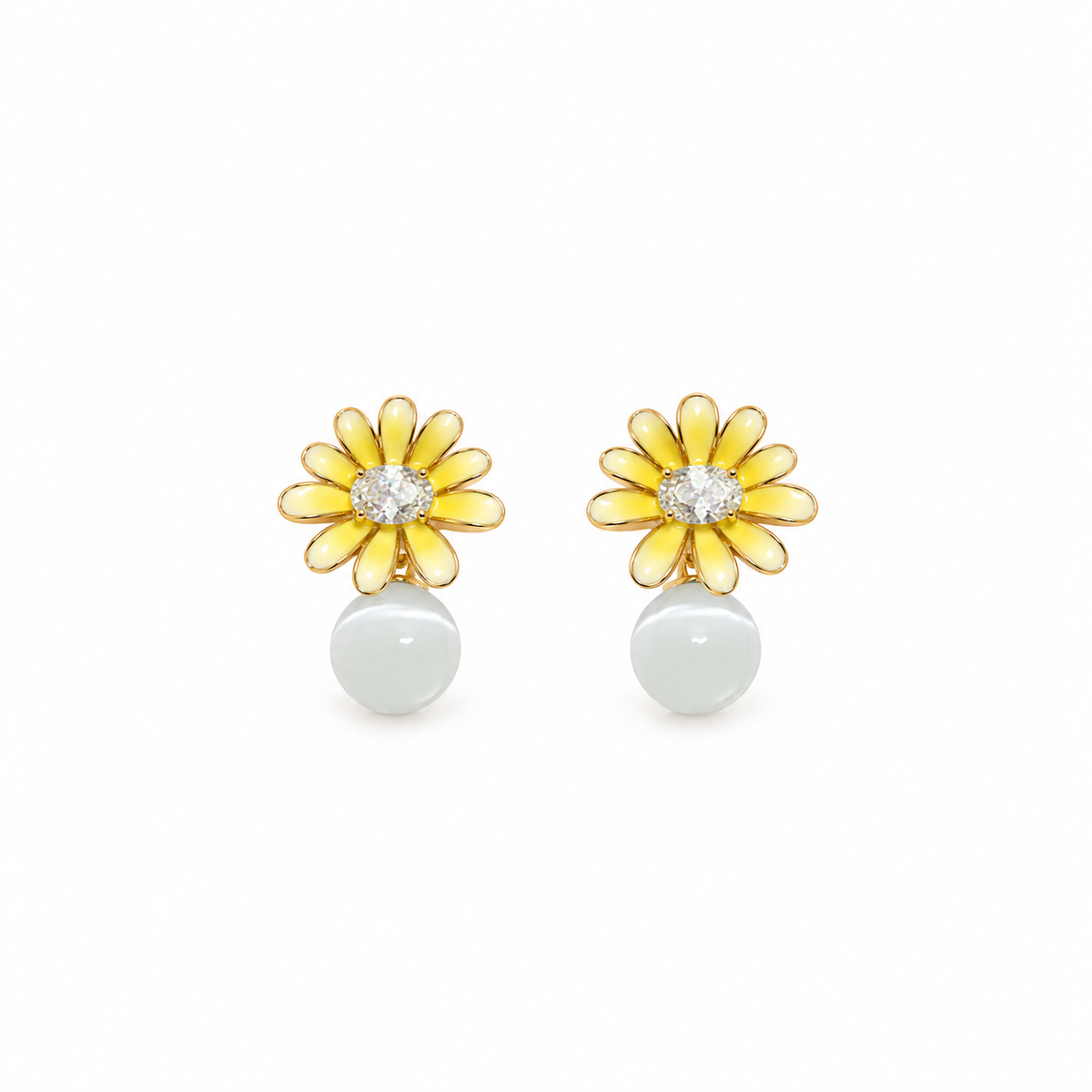 Leah Gold Lotus CZ Stud Earrings