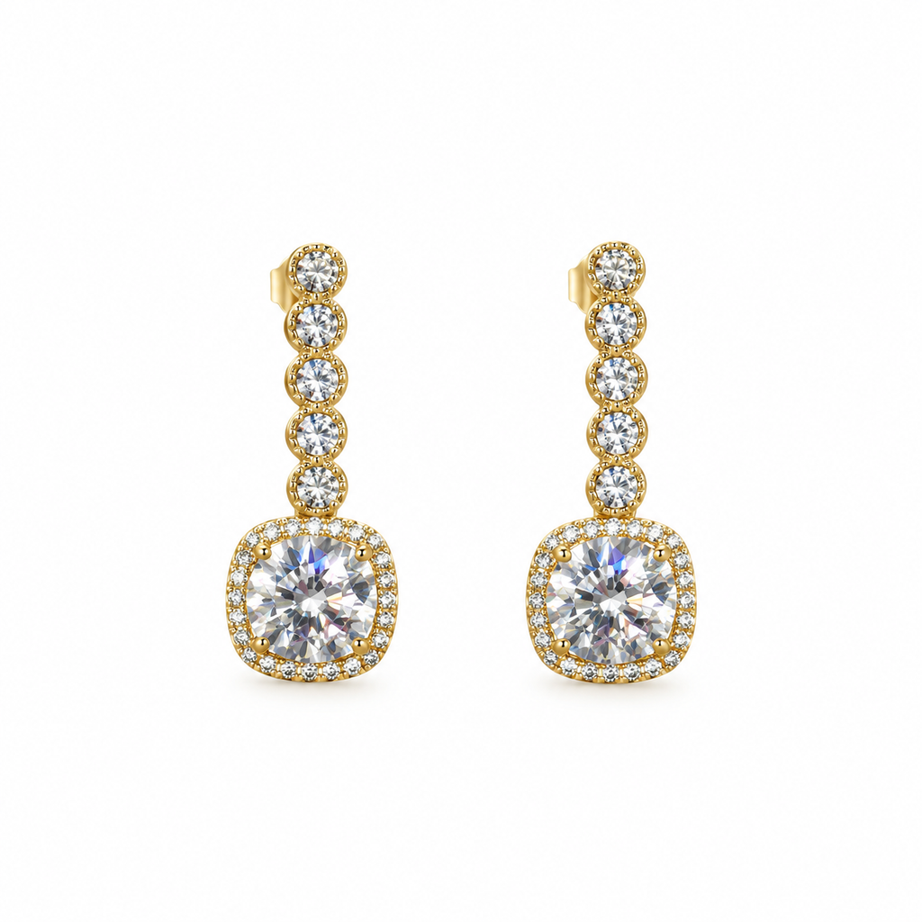 Mira CZ Cushion Drop Earrings