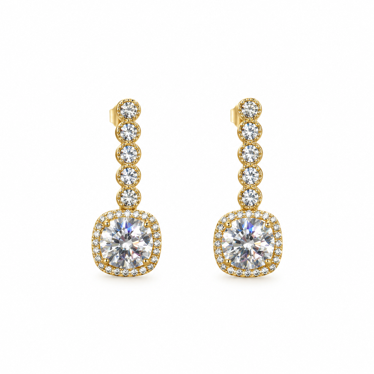 Mira CZ Cushion Drop Earrings