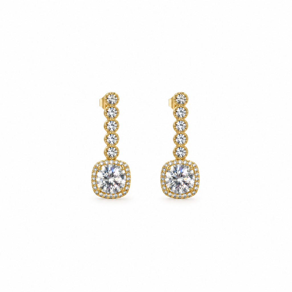 Mira CZ Cushion Drop Earrings