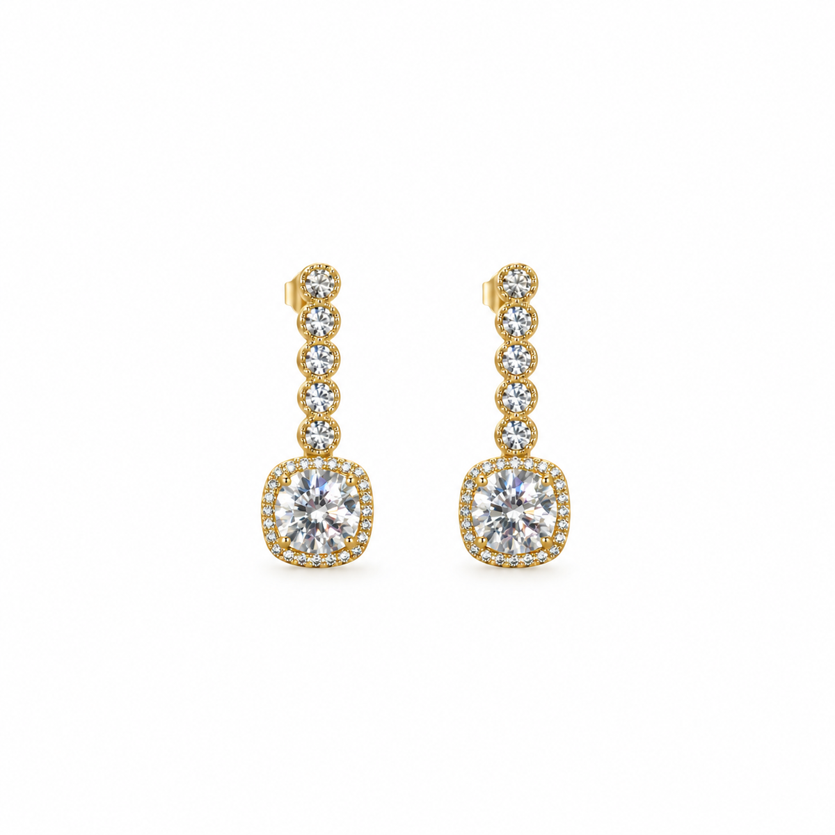 Mira CZ Cushion Drop Earrings