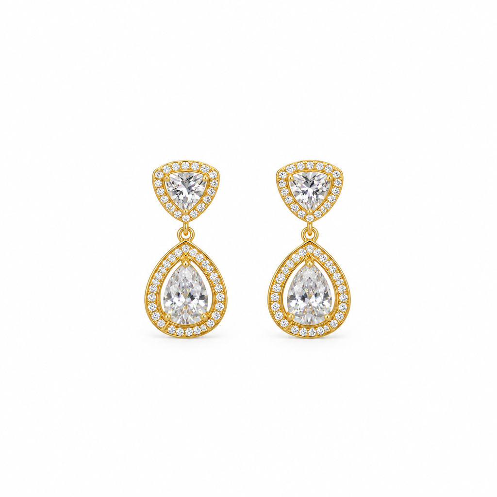 Kiara CZ Teardrop Halo Earrings