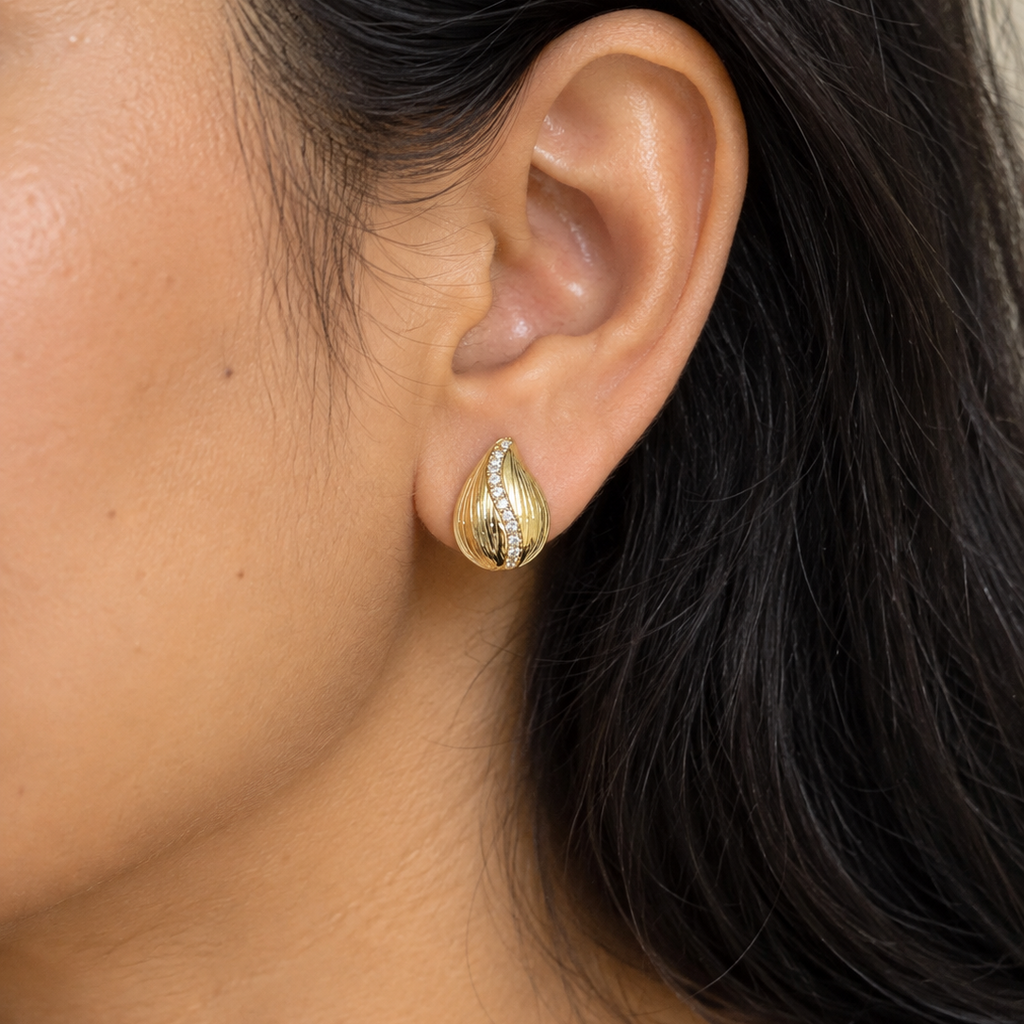 Elodie Gold Teardrop CZ Stud Earrings