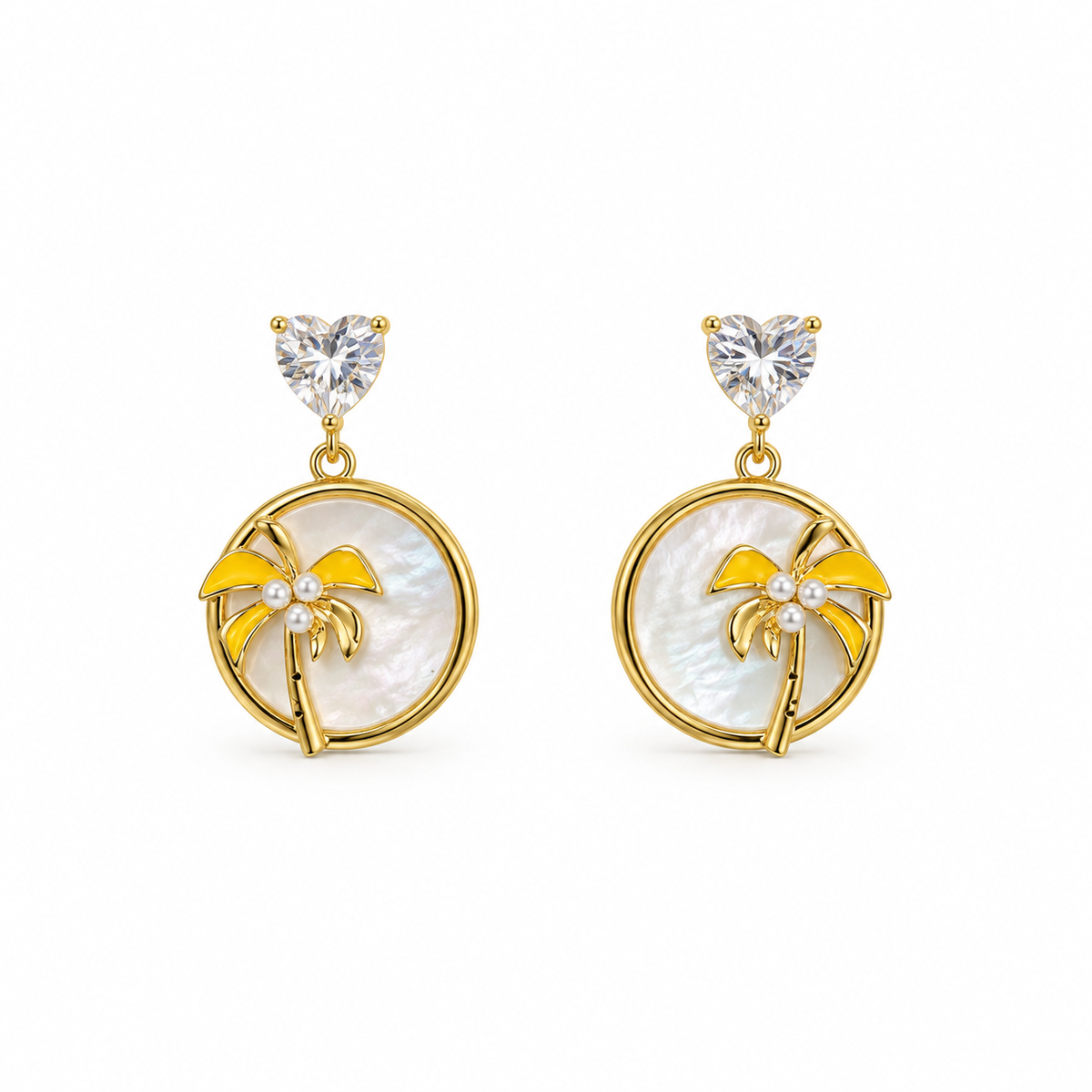 Isla Mother of Pearl Palm Tree Earrings