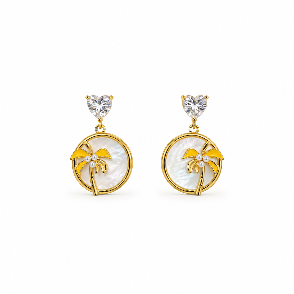Isla Mother of Pearl Palm Tree Earrings