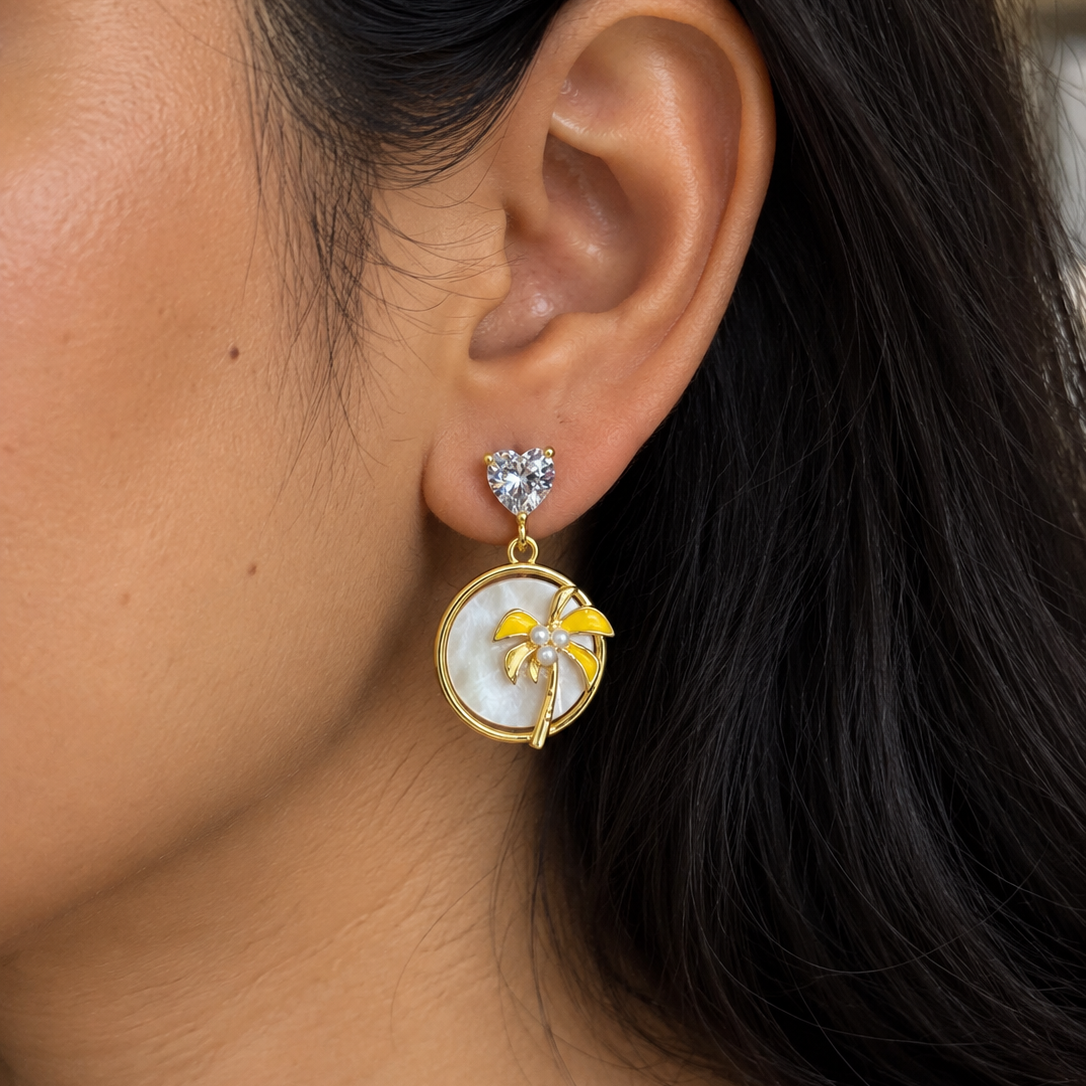 Isla Mother of Pearl Palm Tree Earrings