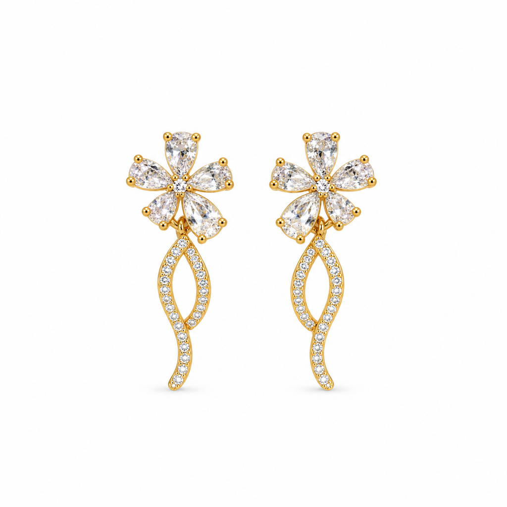 Aria CZ Floral Dangle Earrings