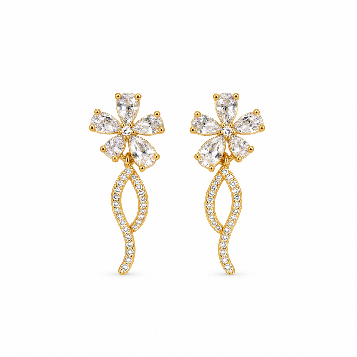 Aria CZ Floral Dangle Earrings