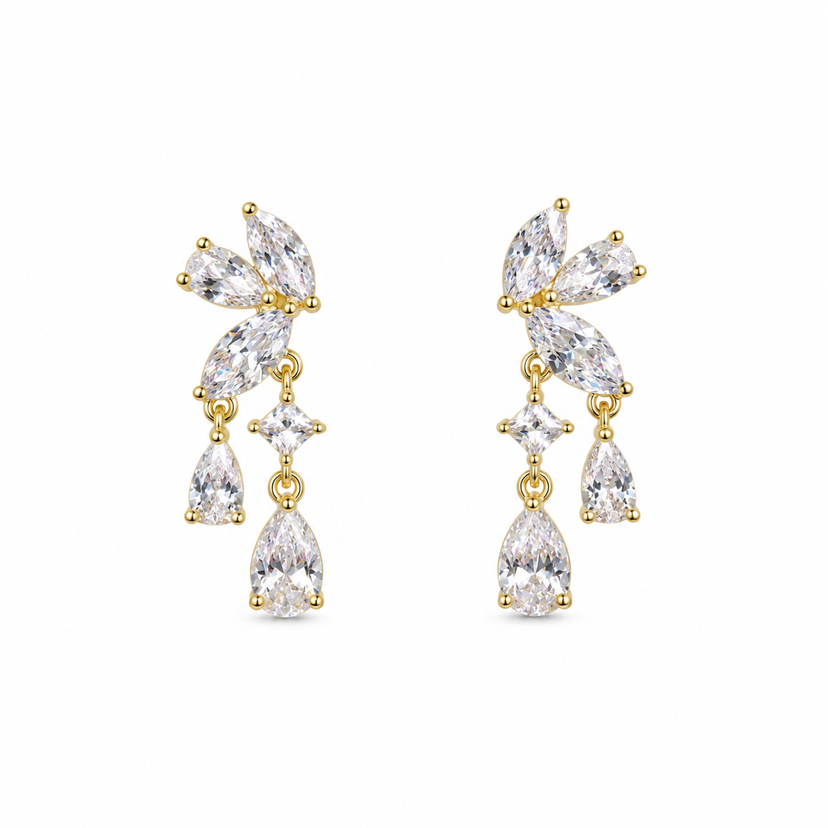 Serena CZ Floral Drop Earrings