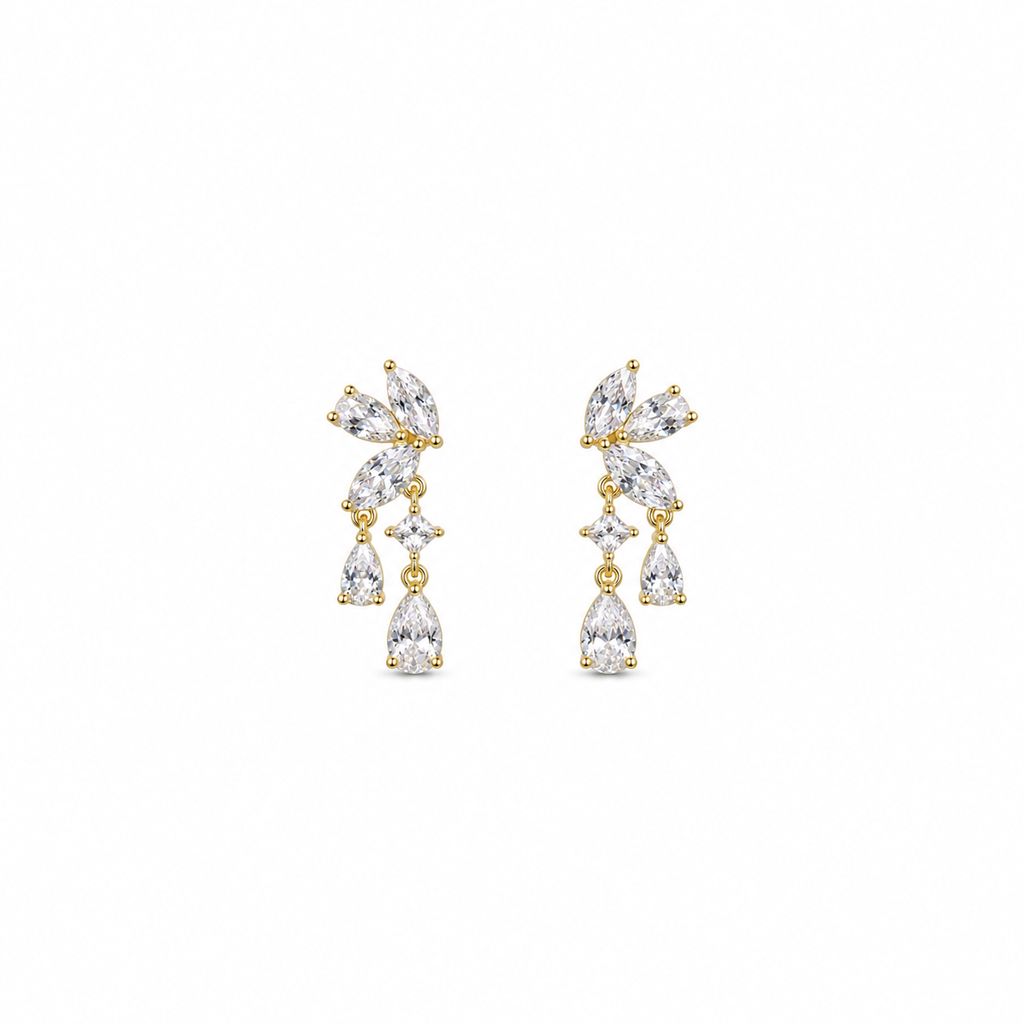 Serena CZ Floral Drop Earrings