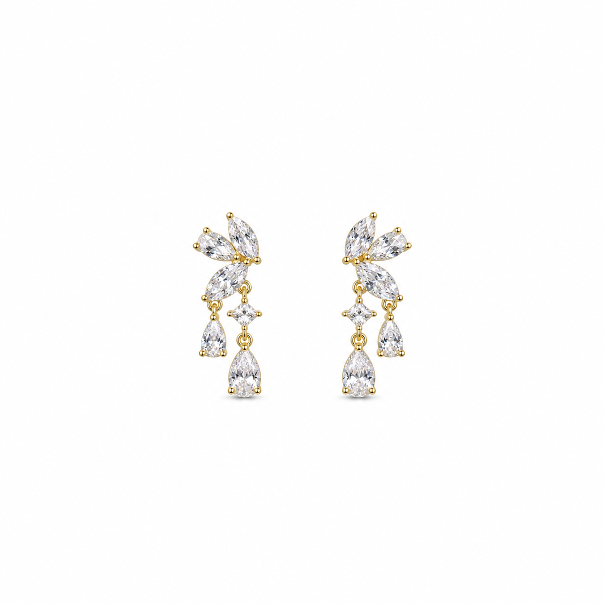 Serena CZ Floral Drop Earrings