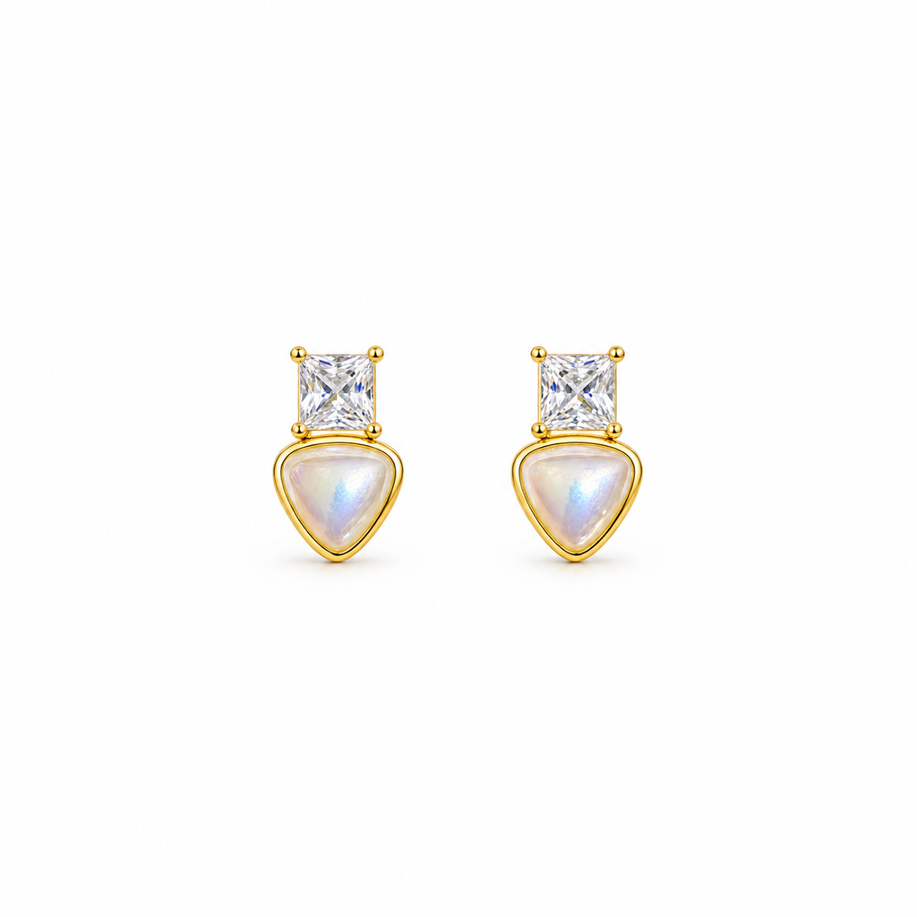 Elara Opal Heart CZ Gold Drop Earrings
