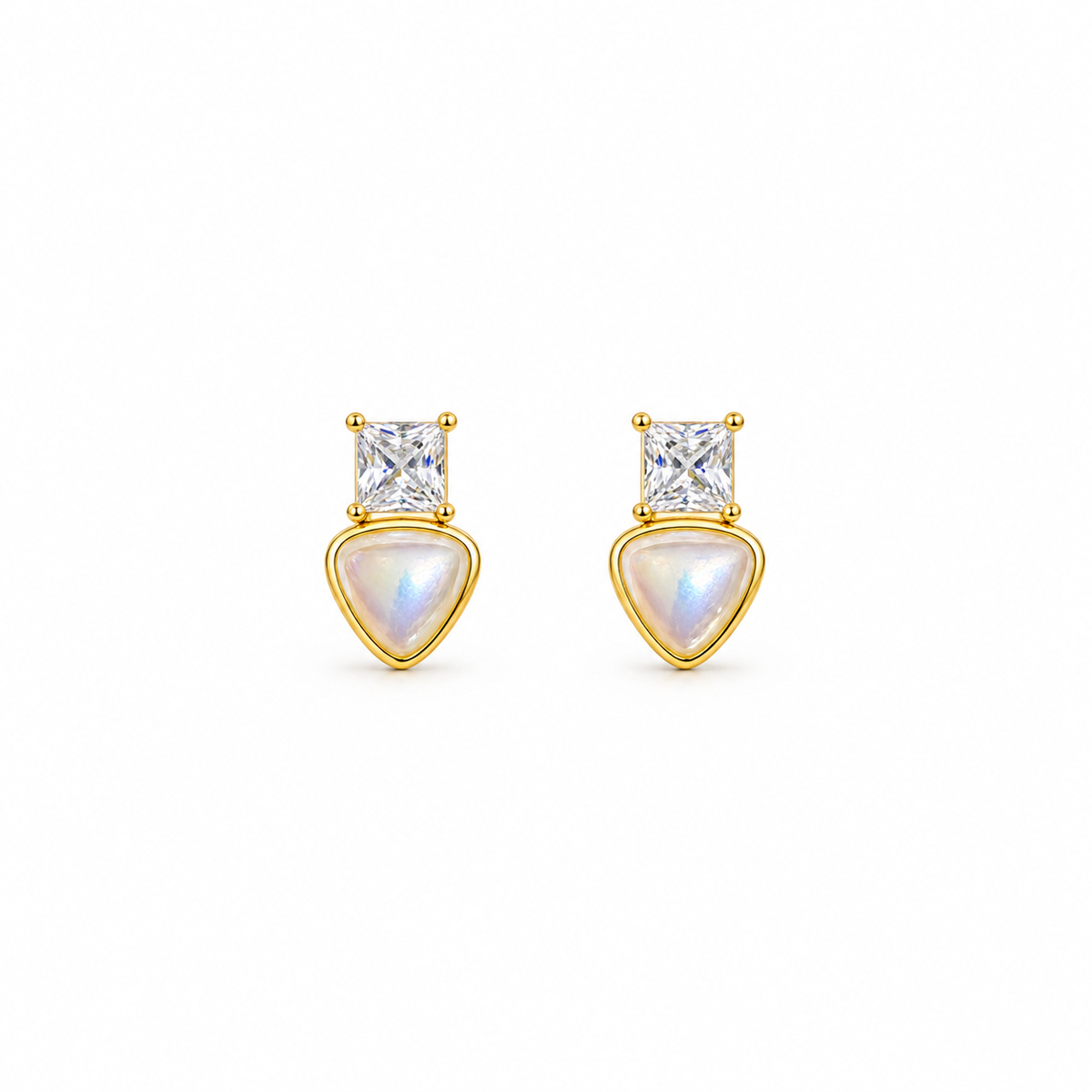 Elara Opal Heart CZ Gold Drop Earrings