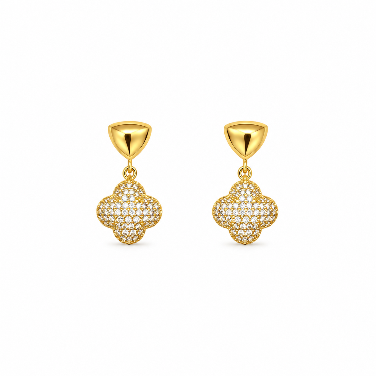 Alina Gold Clover CZ Drop Earrings