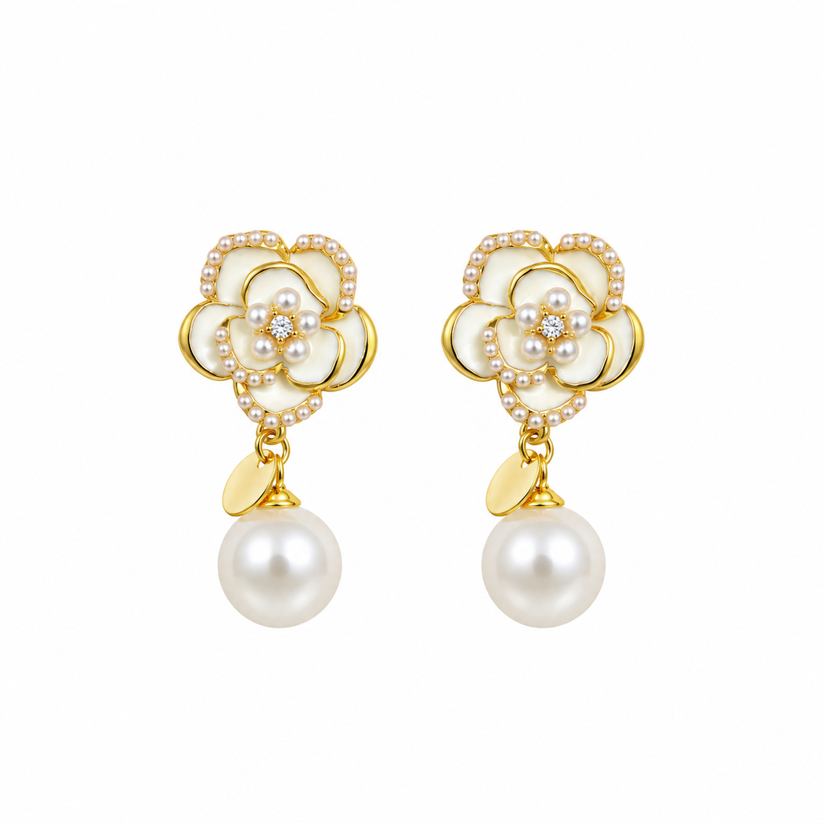Sienna Pearl Flower Drop Earrings
