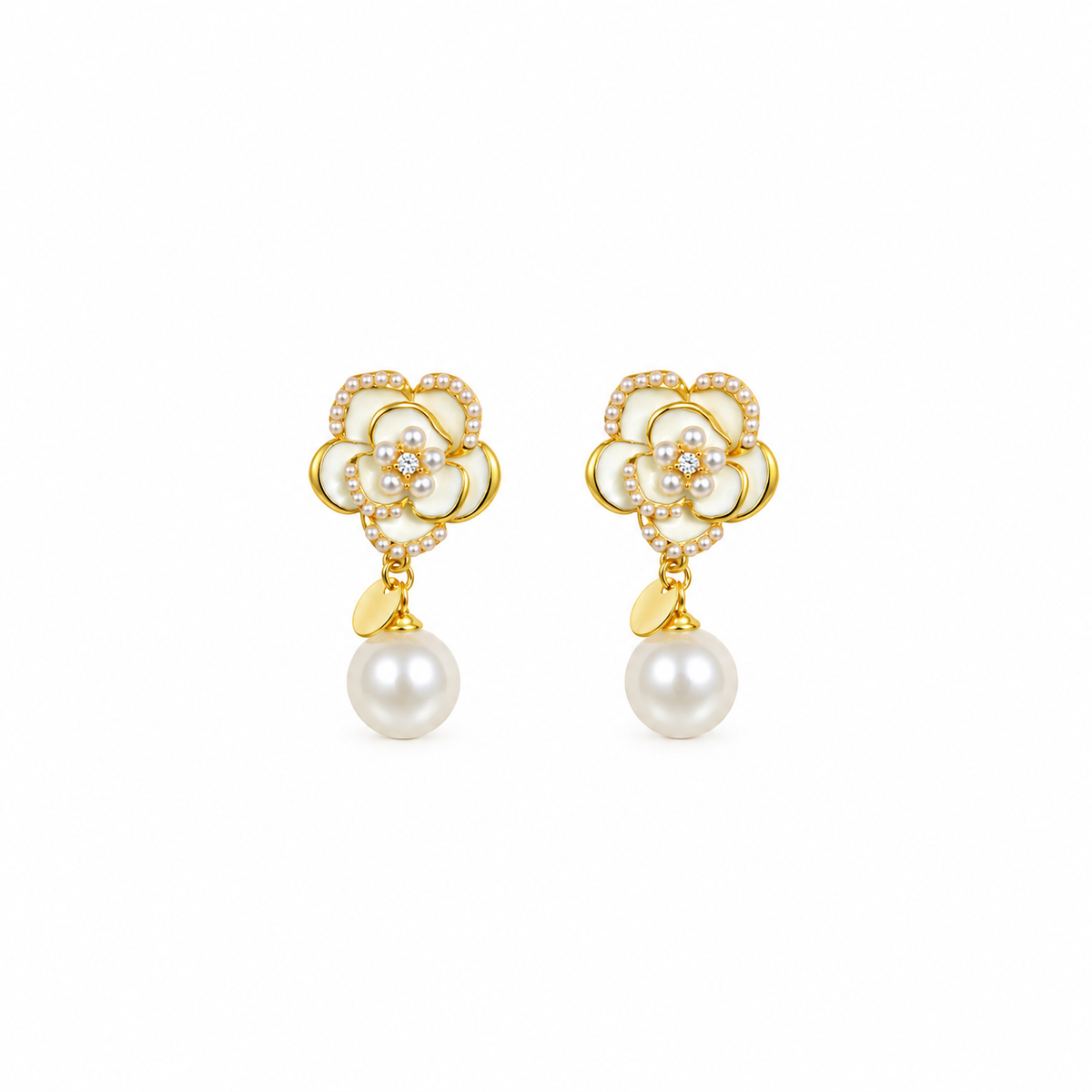 Sienna Pearl Flower Drop Earrings