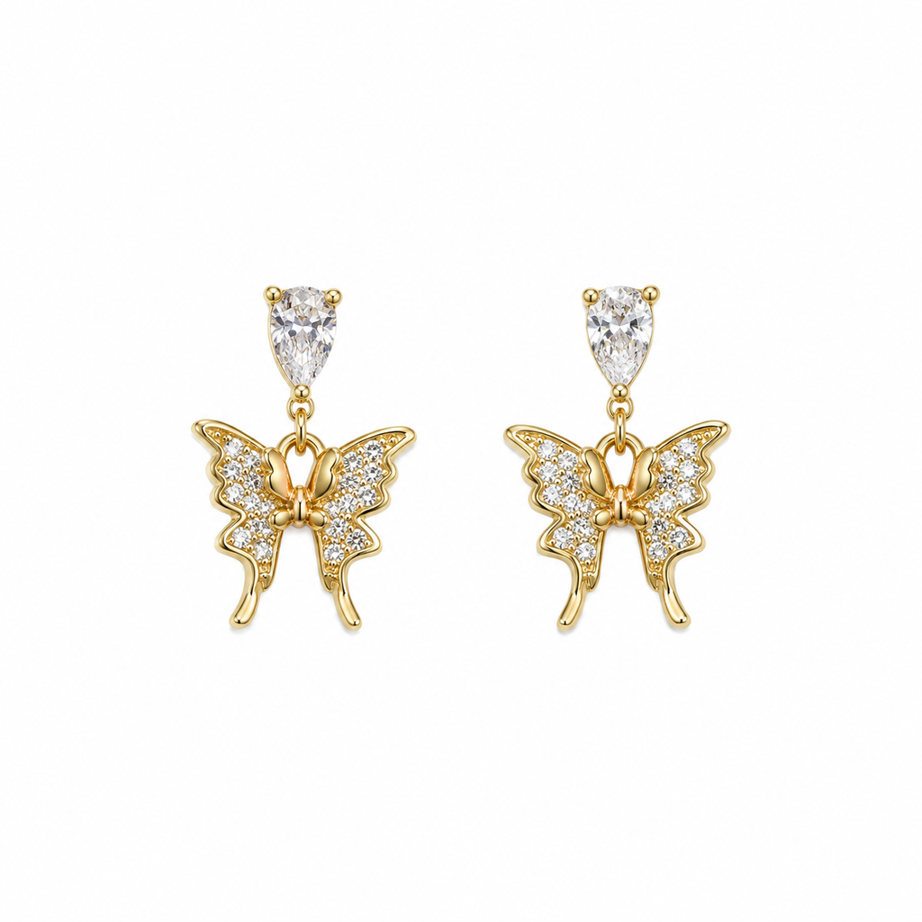 Freya CZ Butterfly Drop Earrings