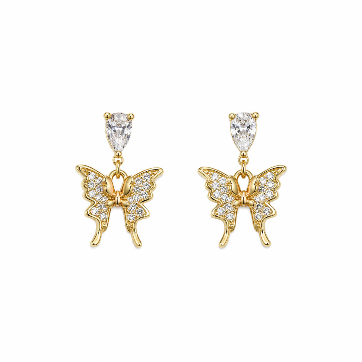 Freya CZ Butterfly Drop Earrings