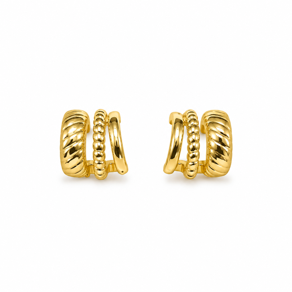 Nyla Gold Triple Band Hoop Earrings